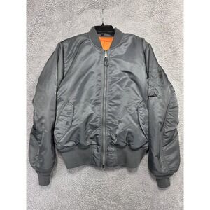 80s Alpha Industries MA-1 Intermediate Flyer Man's Reversible Gray Bomber Jacket